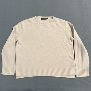 Jenni Kayne Sweater Men's Medium Beige Wool Blend Long Sleeve Crewneck Pullover
